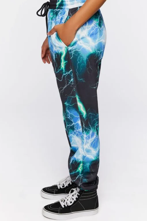 Lightning Print Drawstring Joggers
