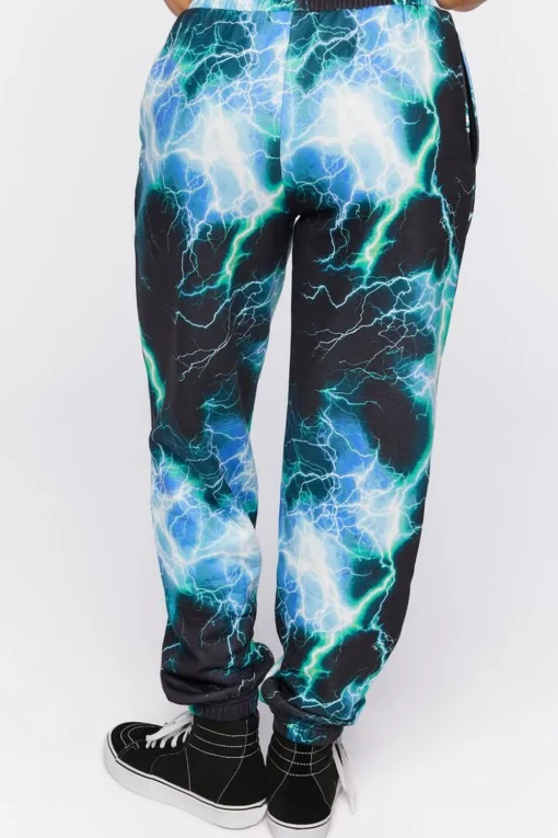 Lightning Print Drawstring Joggers