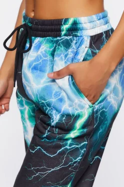 Lightning Print Drawstring Joggers