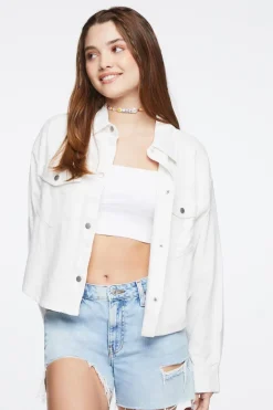 Linen-Blend Buttoned Shacket