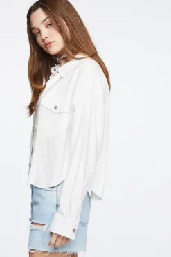 Linen-Blend Buttoned Shacket