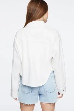 Linen-Blend Buttoned Shacket