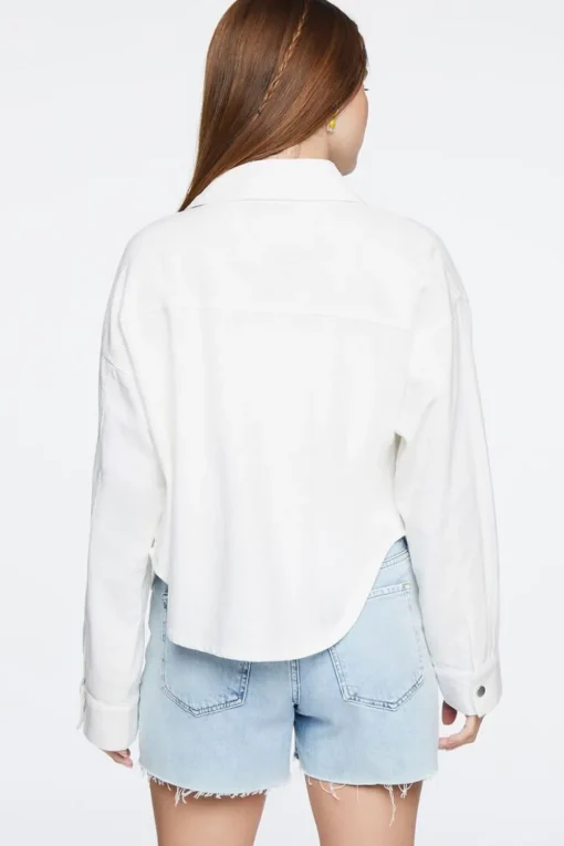 Linen-Blend Buttoned Shacket