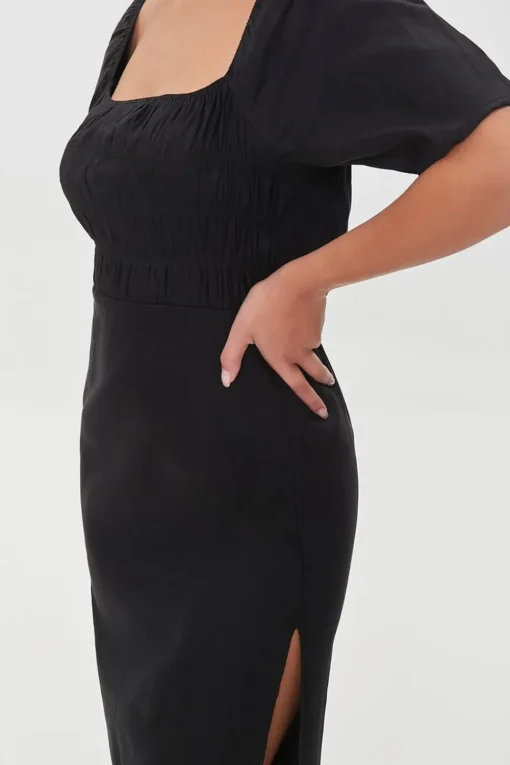Linen-Blend Cutout M-Slit Dress