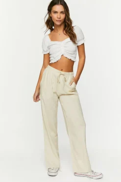 Linen-Blend Mid-Rise Pants