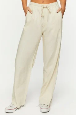 Linen-Blend Mid-Rise Pants