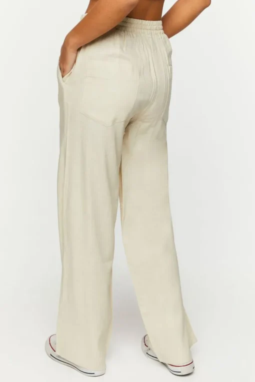 Linen-Blend Mid-Rise Pants