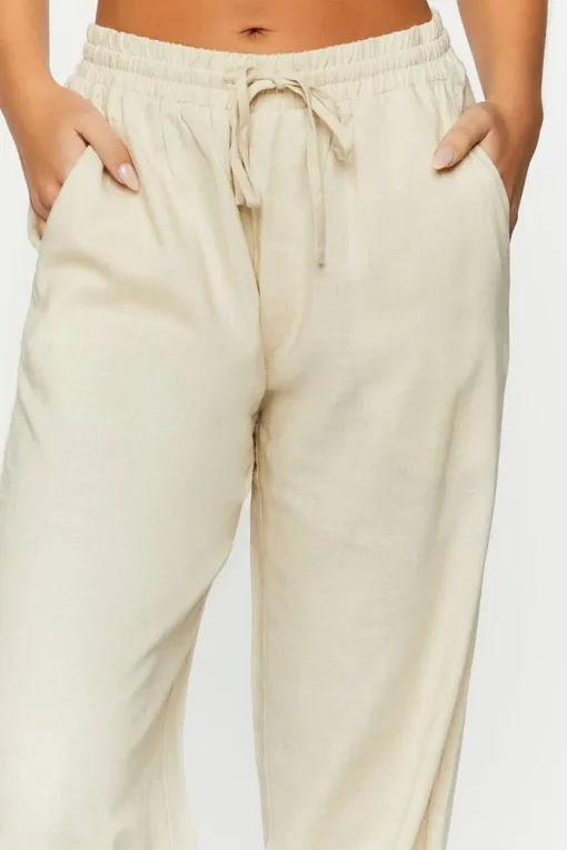 Linen-Blend Mid-Rise Pants