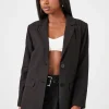 Linen-Blend Notched Blazer