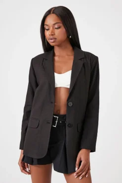 Linen-Blend Notched Blazer