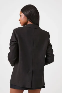 Linen-Blend Notched Blazer