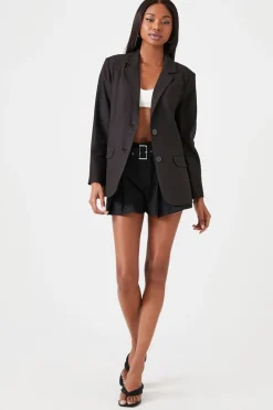 Linen-Blend Notched Blazer