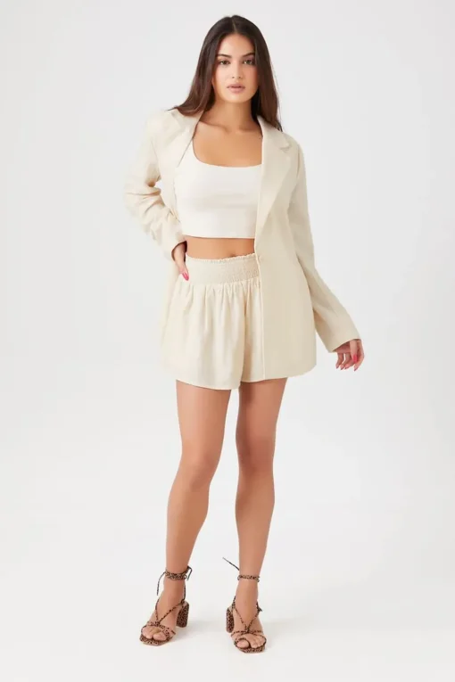Linen-Blend Pull-On Shorts
