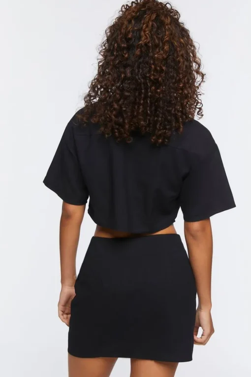 Linen-Blend Shirt & Skirt Set