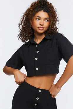 Linen-Blend Shirt & Skirt Set