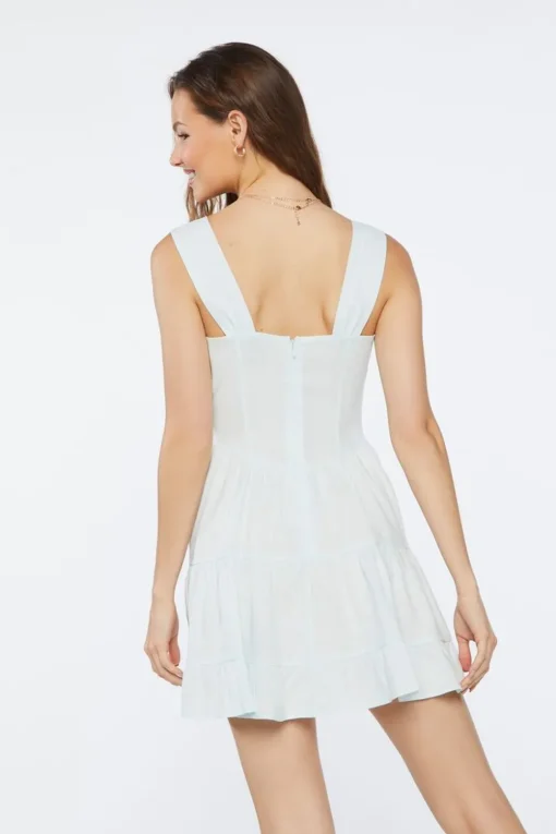 Linen-Blend Tiered Mini Dress