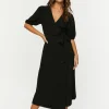 Linen-Blend Wrap Midi Dress