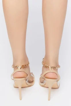 Lock Charm Open-Toe Heels