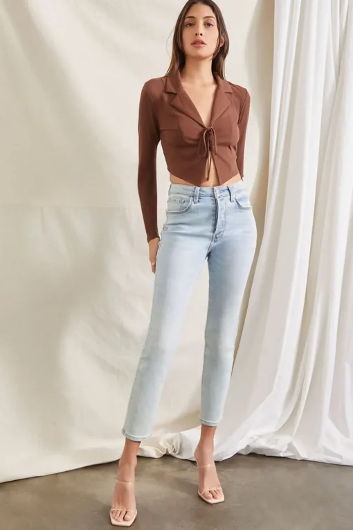 Long-Sleeve Tie-Front Top