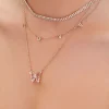 Love Butterfly Pendant Layered Necklace