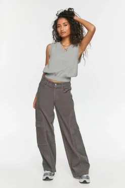 Low-Rise Wide-Leg Corduroy Pants