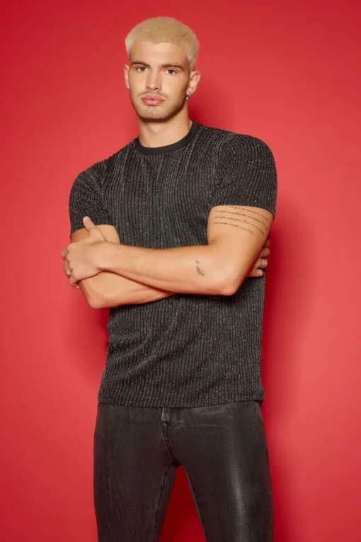Lurex Ribbed Crew Tee