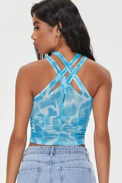 Marble Print Crisscross Crop Top