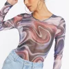 Marble Print Long-Sleeve Bodysuit