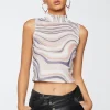 Marble Print Mesh Crop Top