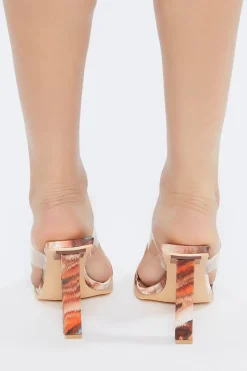 Marble Print Open-Toe Block Heels
