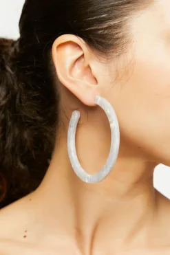 Marbled Open-End Hoop Earrings