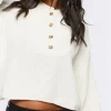 Marled Balloon-Sleeve Sweater