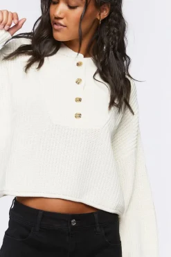 Marled Balloon-Sleeve Sweater