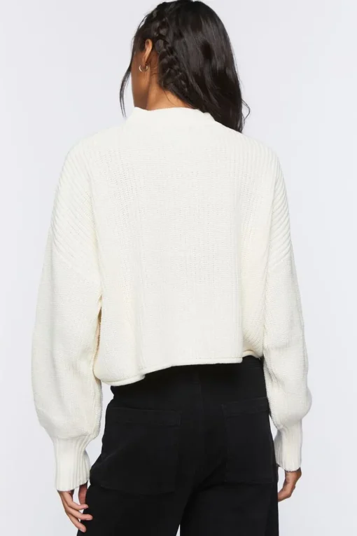 Marled Balloon-Sleeve Sweater