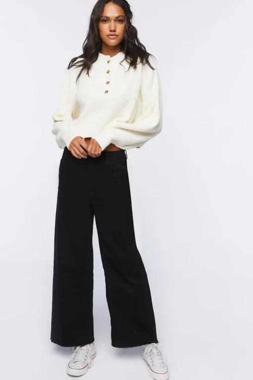 Marled Balloon-Sleeve Sweater