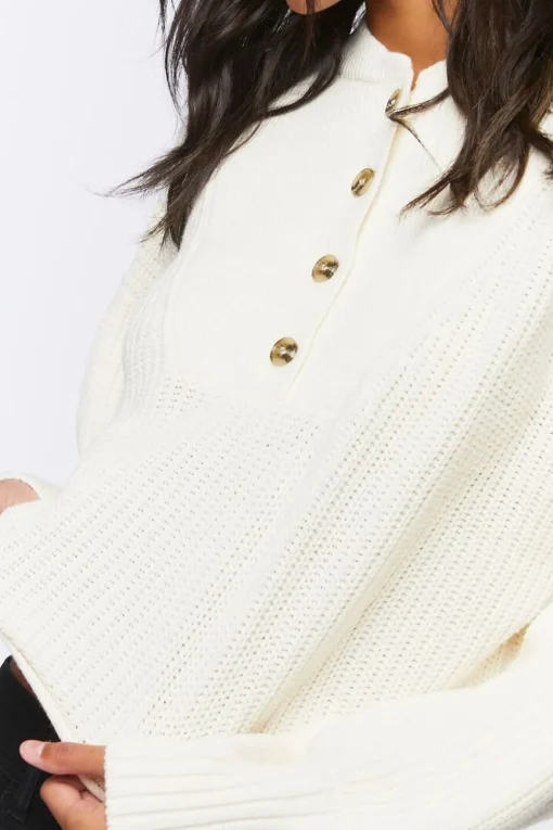 Marled Balloon-Sleeve Sweater