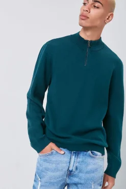 Marled Knit Half-Zip Sweater