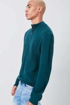 Marled Knit Half-Zip Sweater
