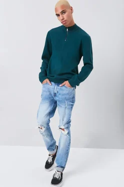 Marled Knit Half-Zip Sweater