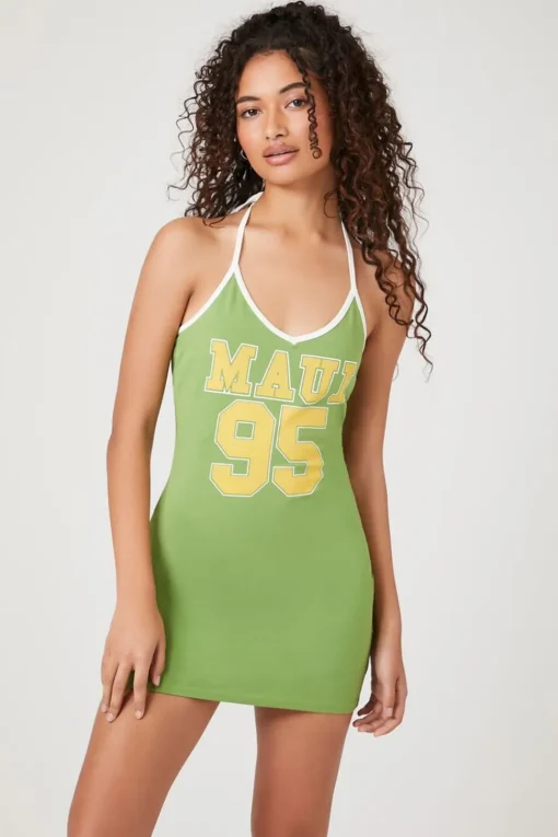 Maui 95 Graphic Halter Mini Dress