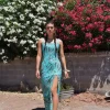 Mesh Abstract Print Maxi Dress