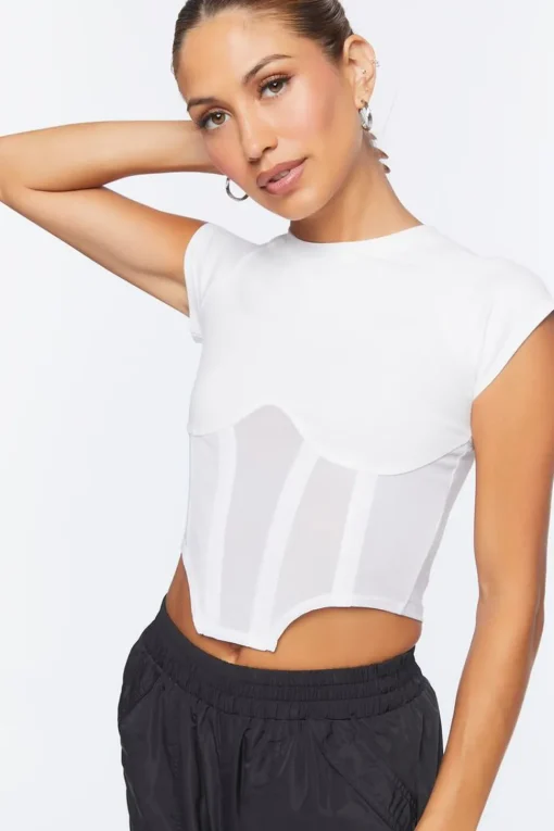 Mesh Bustier Cropped Tee