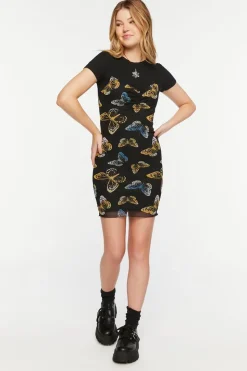 Mesh Butterfly Print Cami Mini Dress