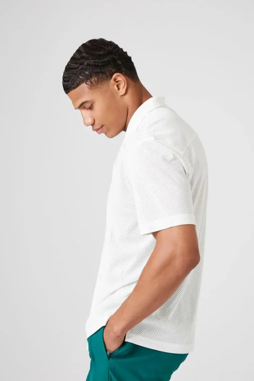 Mesh Cuban Collar Shirt