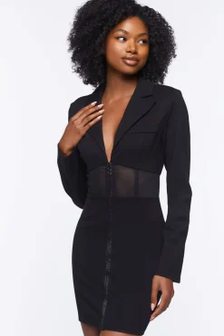 Mesh Cutout Blazer Mini Dress