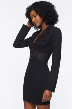Mesh Cutout Blazer Mini Dress