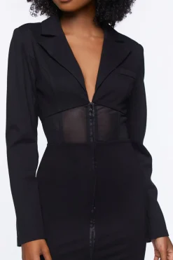Mesh Cutout Blazer Mini Dress