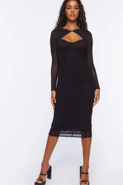 Mesh Cutout Midi Dress