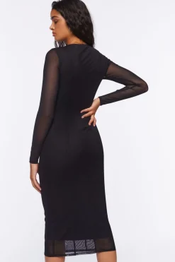 Mesh Cutout Midi Dress