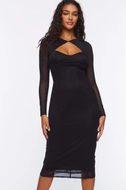 Mesh Cutout Midi Dress